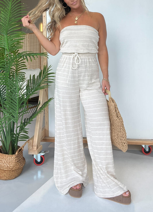 2024 New Strapless Wide Leg Striped Jumpsuit (Buy 2 Free Shipping)