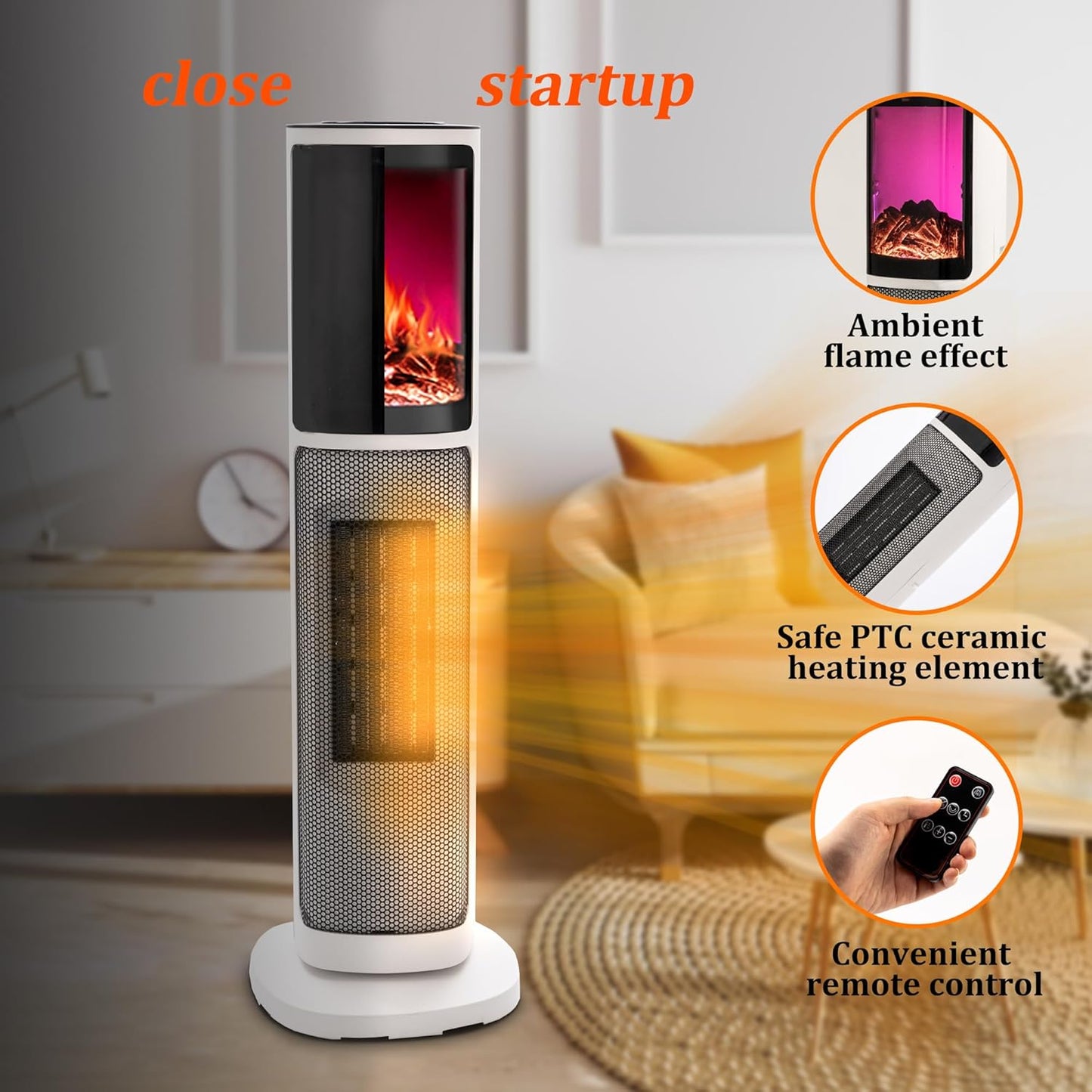 š„Factory Outletš„1500W Portable PTC Ceramic Tower Heater