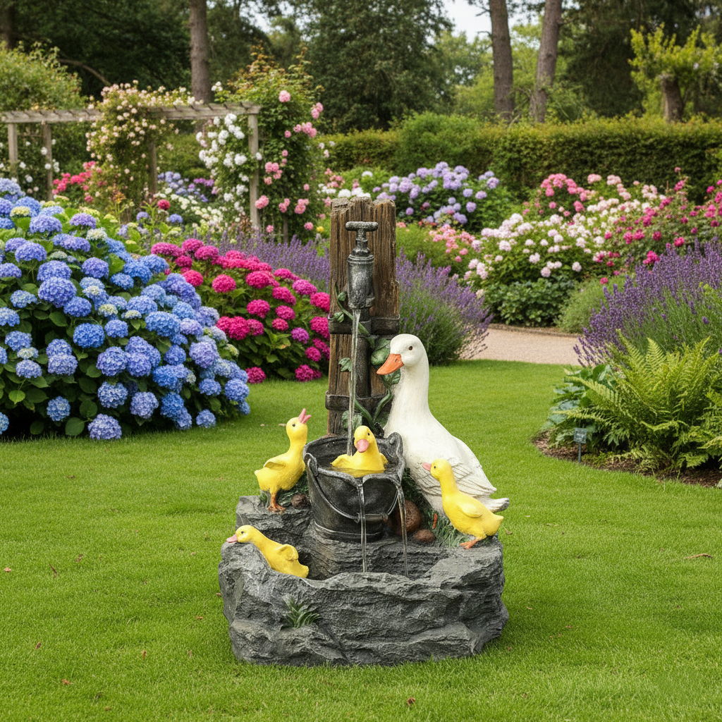 Outdoor Weather Resistant Floor Fountain with Light