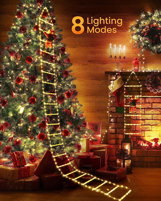 🎅✨ Climb into Christmas Magic: The Ultimate Santa Ladder Decor Lights