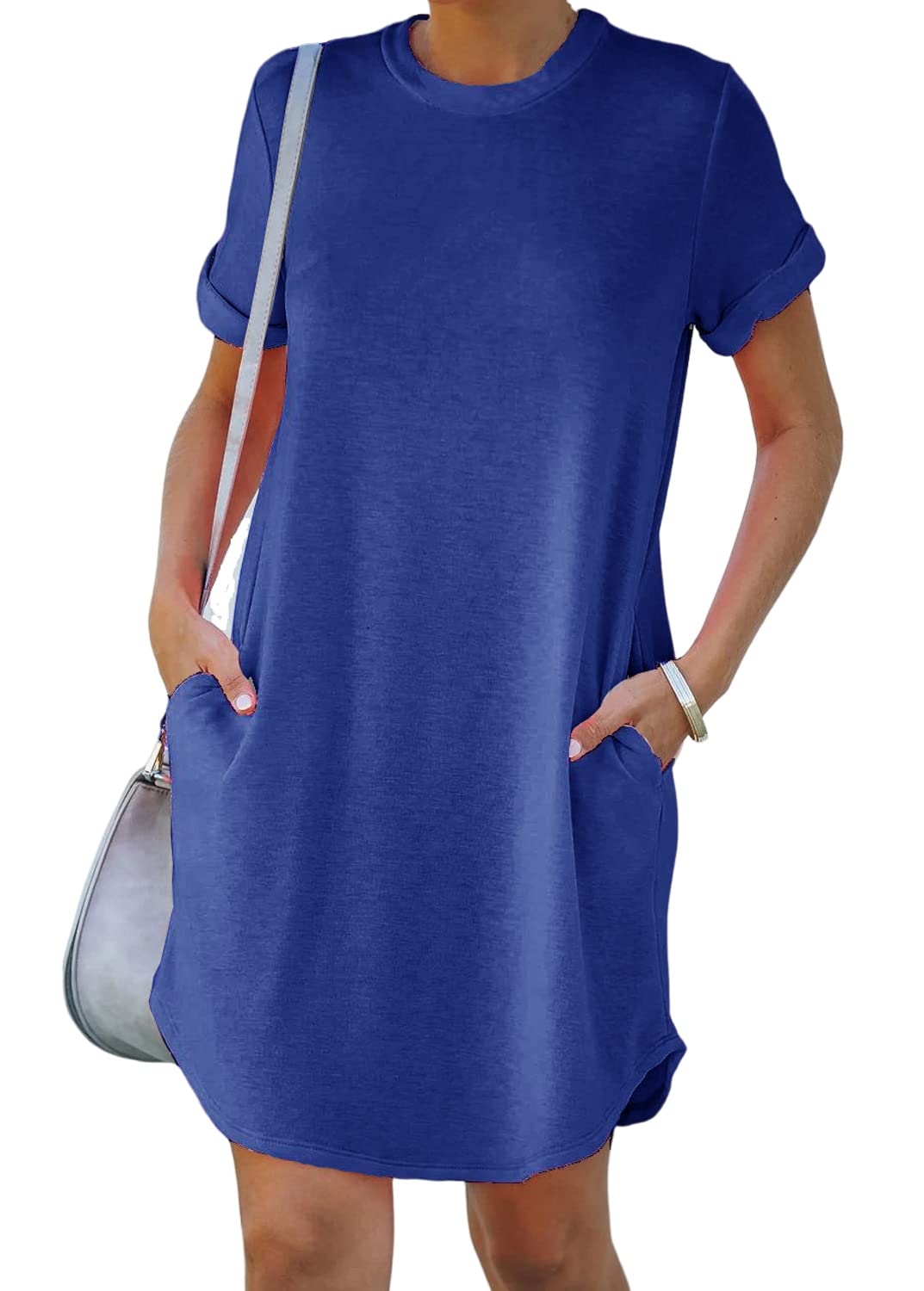 🎀Women's Casual Short Sleeve T Shirt Dress Basic Dresses with Pockets