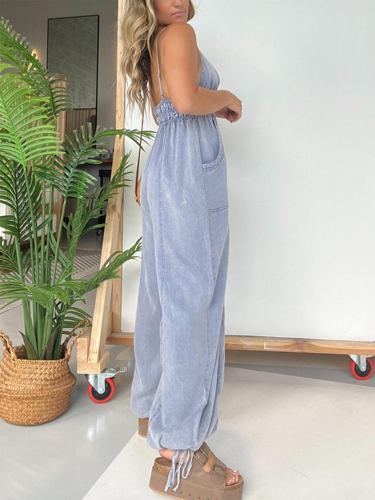 Adjustable Straps Lightweight  V-Neck Jumpsuit £¨Buy 2 Free Shipping£©
