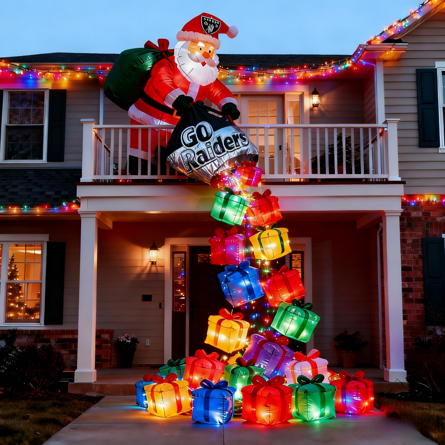 Festive Sports-Inspired Inflatable Santa Balloons - Holiday Spirit Decor