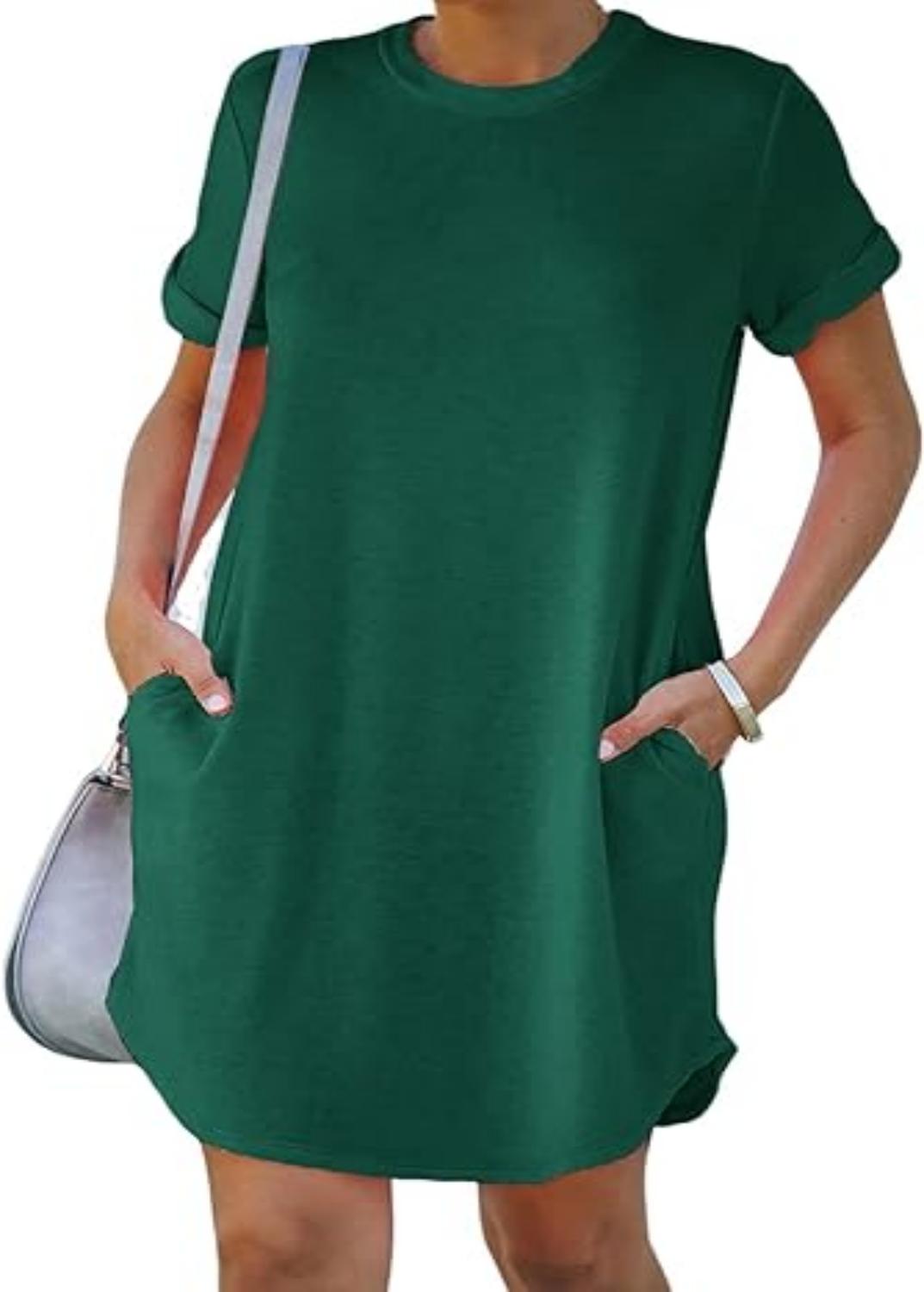 🎀Women's Casual Short Sleeve T Shirt Dress Basic Dresses with Pockets