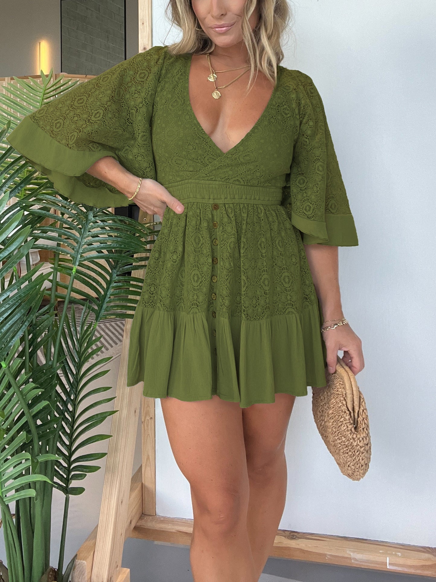2024 Women's Lace Crochet Romper Dress with Built-in Shorts (Buy 2 Free Shipping)