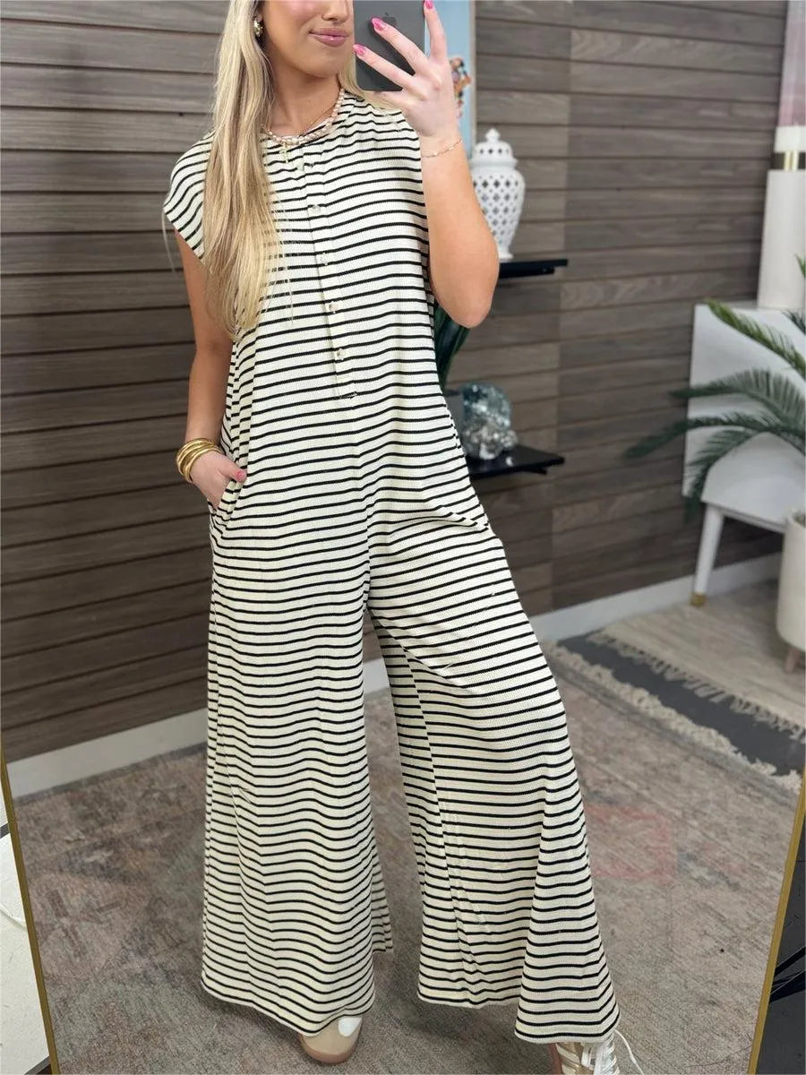 Women's Stripe Wide Leg Jumpsuit(Buy 2 Free Shipping)