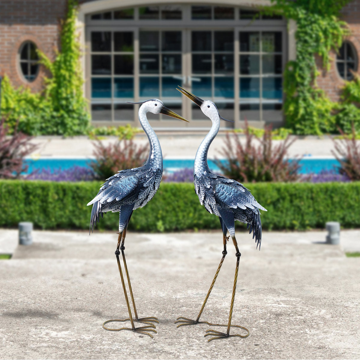 Osheana Cranes Metal Garden Statue (Set of 2)