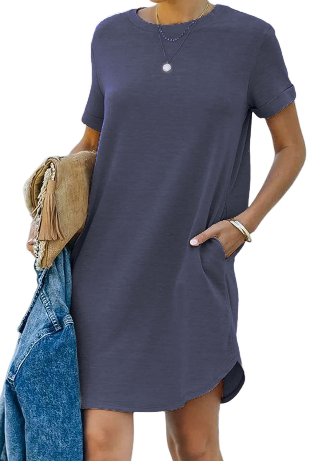 🎀Women's Casual Short Sleeve T Shirt Dress Basic Dresses with Pockets