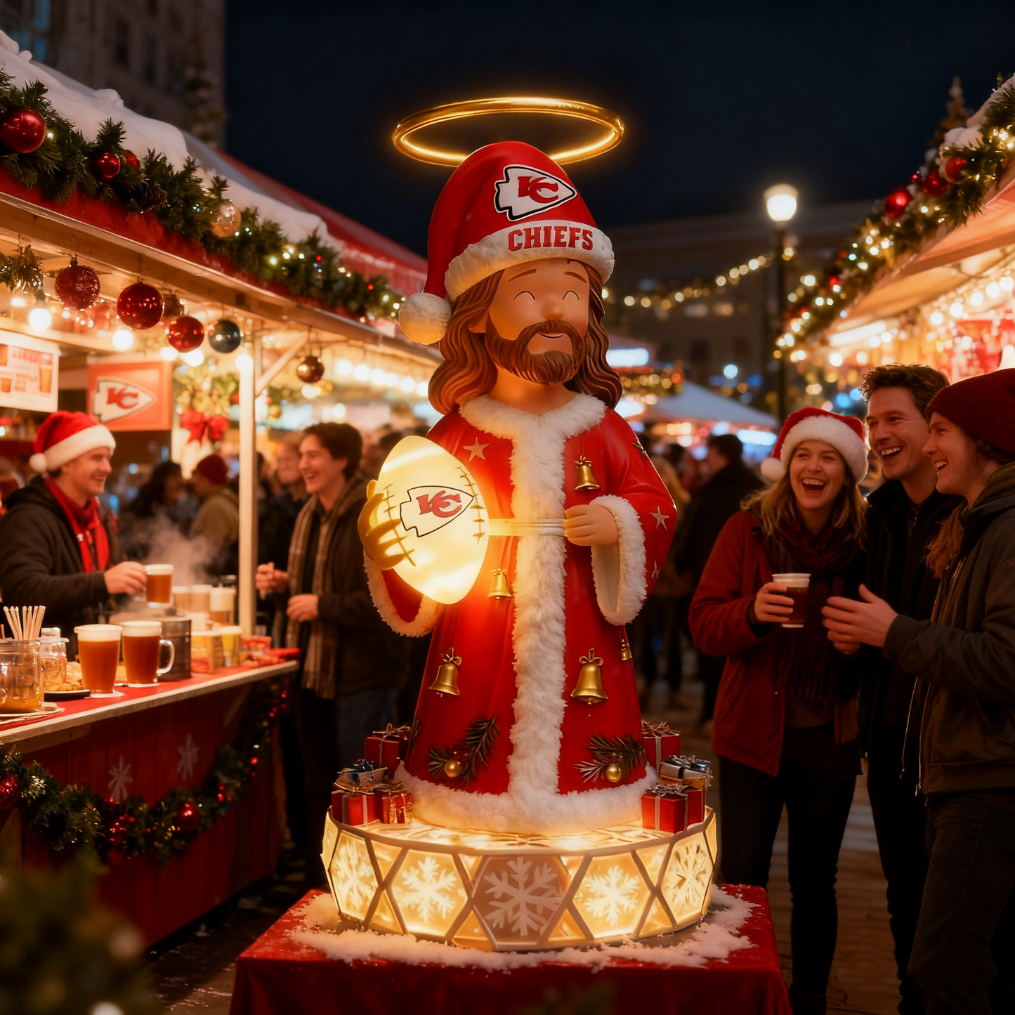 The Glimmering Grace: Jesus Christ Holiday Sports Fan Statue