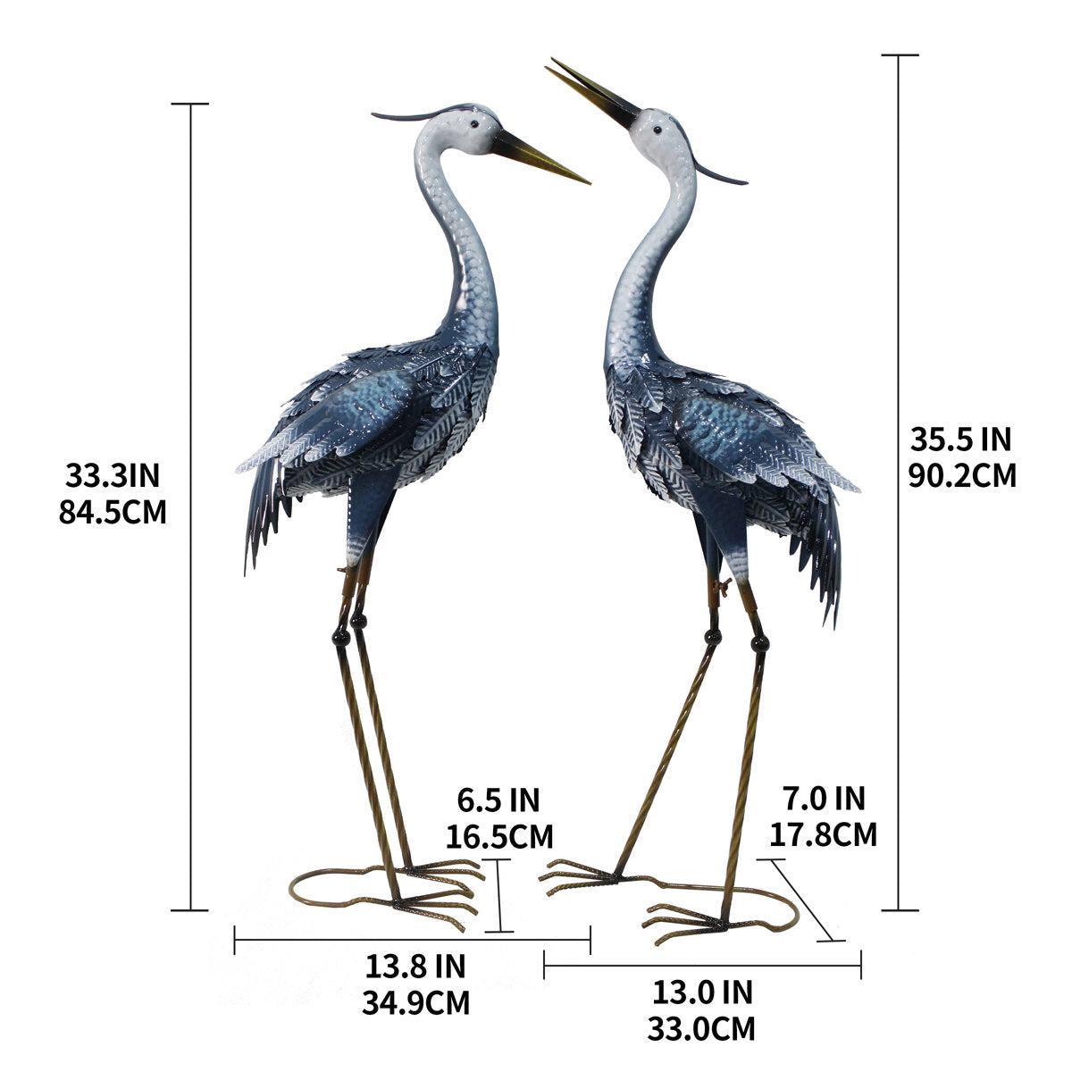 Osheana Cranes Metal Garden Statue (Set of 2)