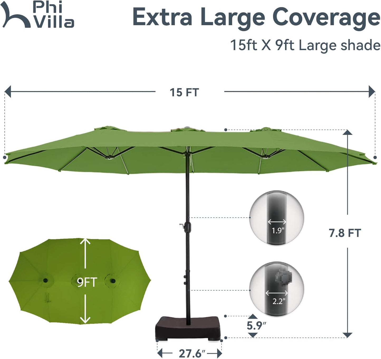 🔥Soon to Be Sold Out!!💝Buy 2 Get 2 Free💥PHI VILLA 15 ft Extra Large Patio Umbrella