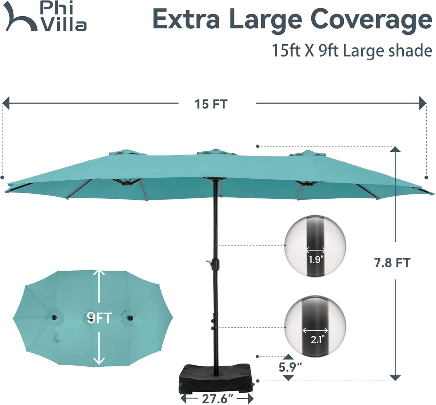 🔥Soon to Be Sold Out!!💝Buy 2 Get 2 Free💥PHI VILLA 15 ft Extra Large Patio Umbrella
