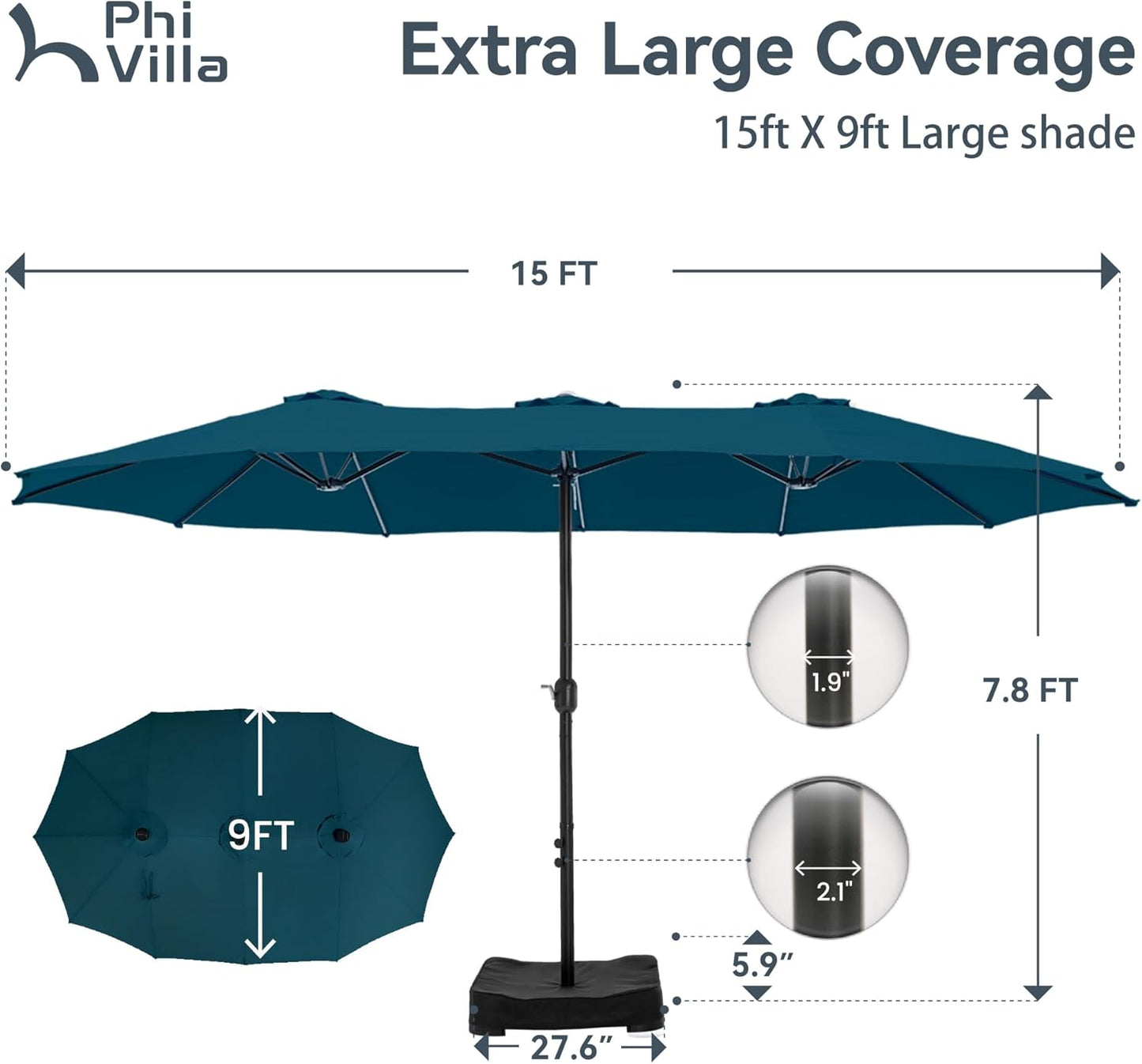 🔥Soon to Be Sold Out!!💝Buy 2 Get 2 Free💥PHI VILLA 15 ft Extra Large Patio Umbrella