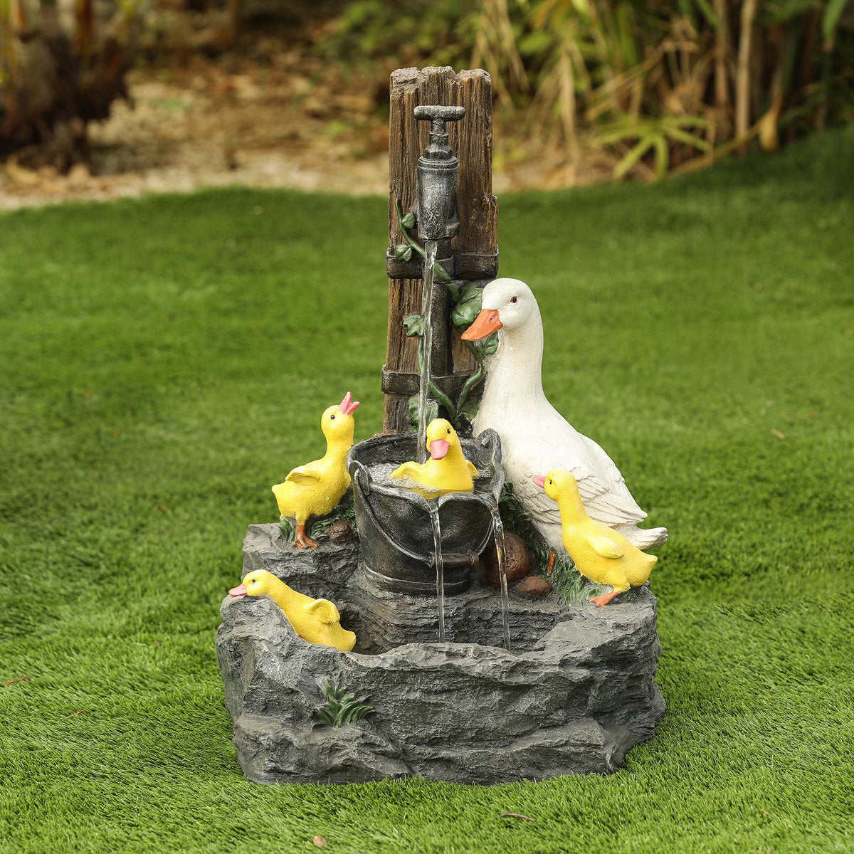 Outdoor Weather Resistant Floor Fountain with Light