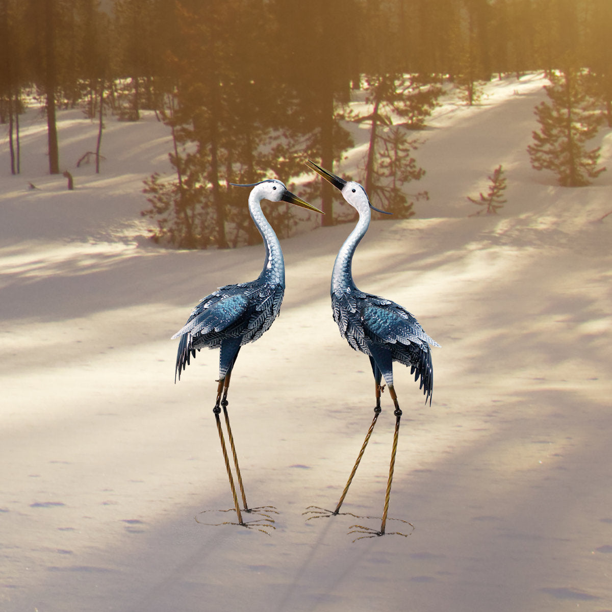 Osheana Cranes Metal Garden Statue (Set of 2)
