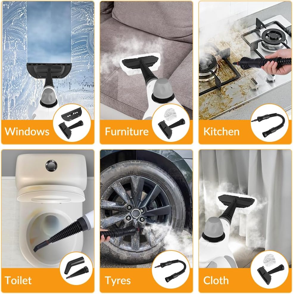 Handheld Pressurized Steam Cleaner with 12 pcs Accessories