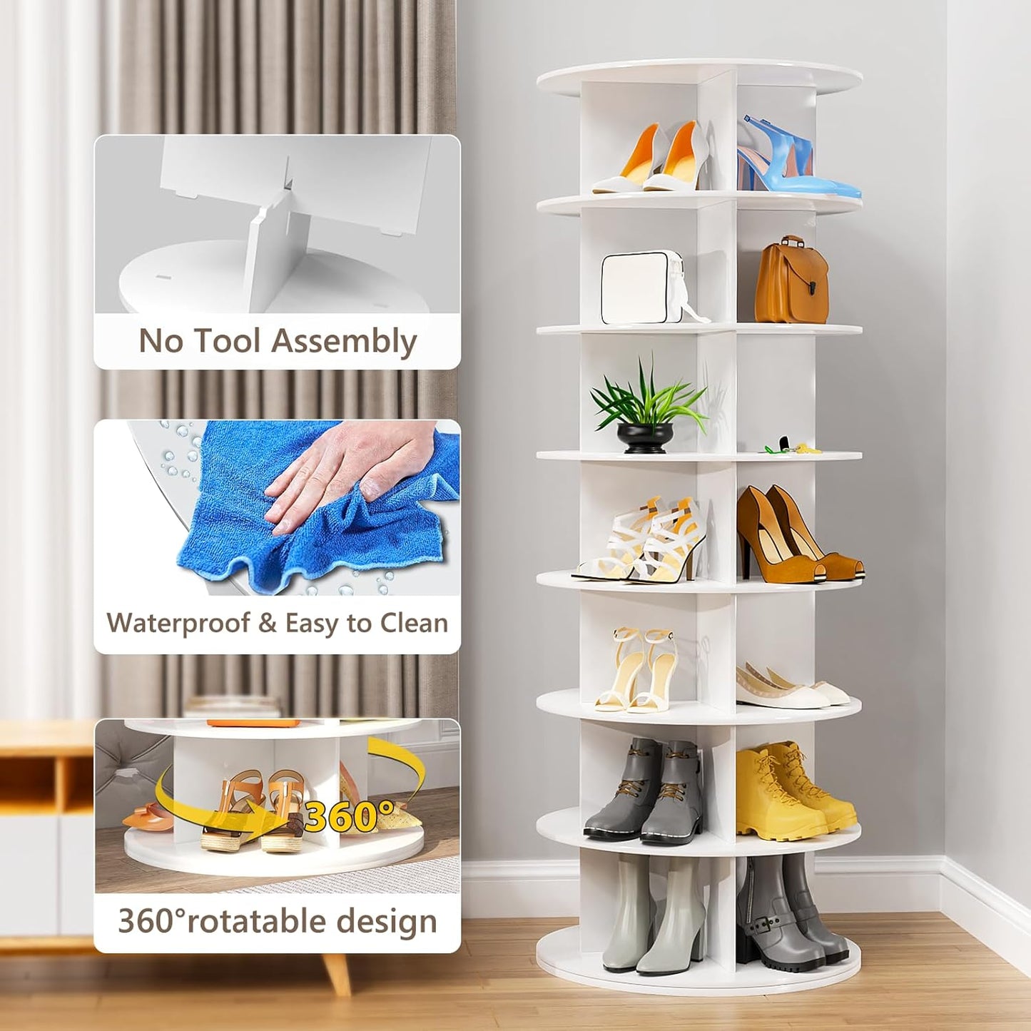 Rotating Shoe Rack Tower