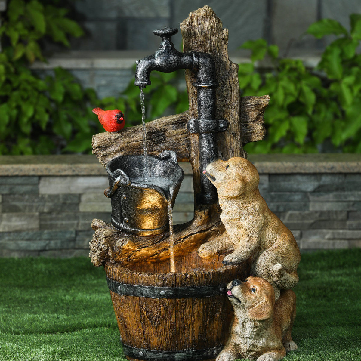 Outdoor Weather Resistant Floor Fountain with Light