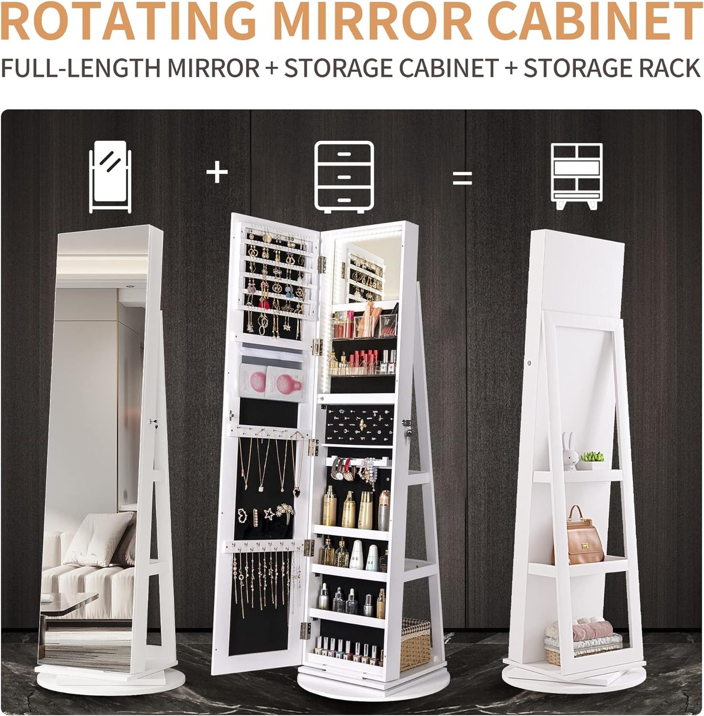 💝𝗧𝗼𝗱𝗮𝘆'𝘀 𝗦𝗽𝗲𝗰𝗶𝗮𝗹𝘀💝Buy 2 Get 2 Free💥Full Length Mirror Jewelry Armoire with LED Lights