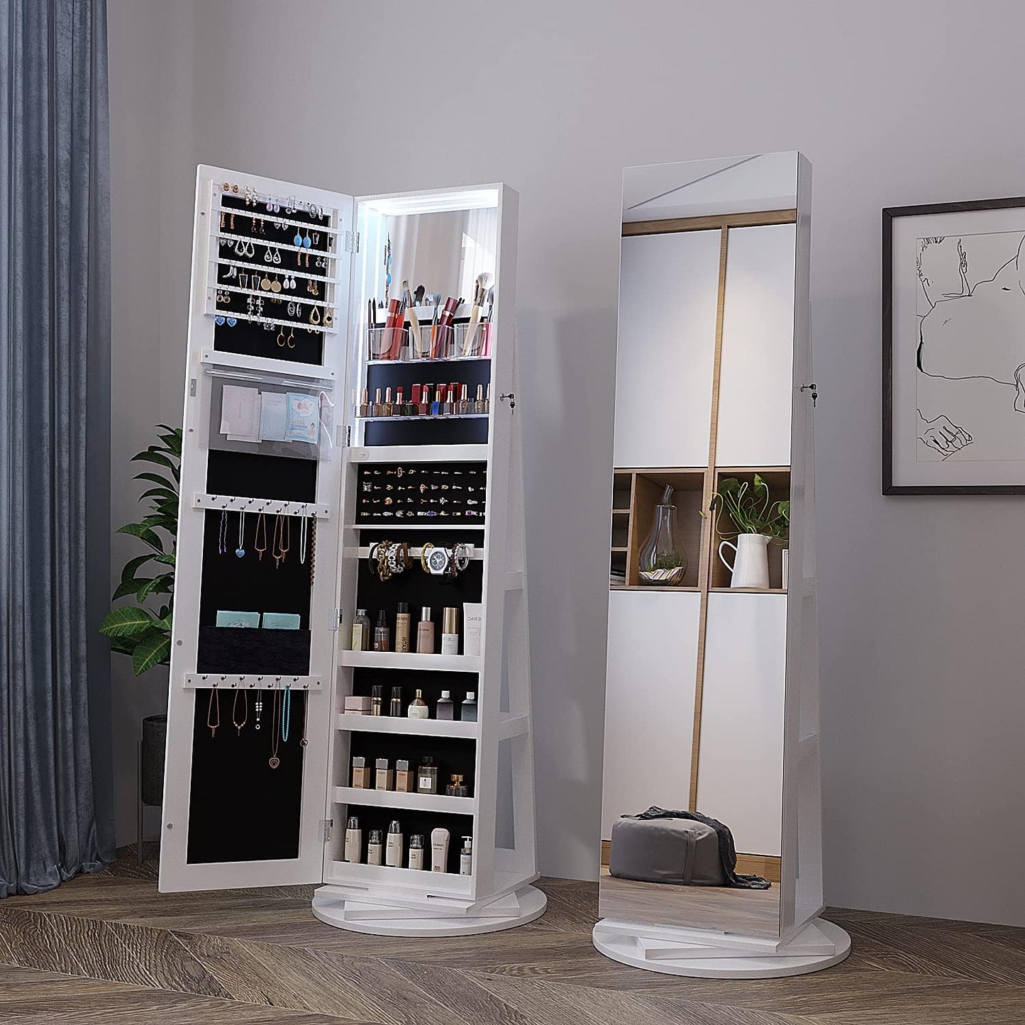 💝𝗧𝗼𝗱𝗮𝘆'𝘀 𝗦𝗽𝗲𝗰𝗶𝗮𝗹𝘀💝Buy 2 Get 2 Free💥Full Length Mirror Jewelry Armoire with LED Lights