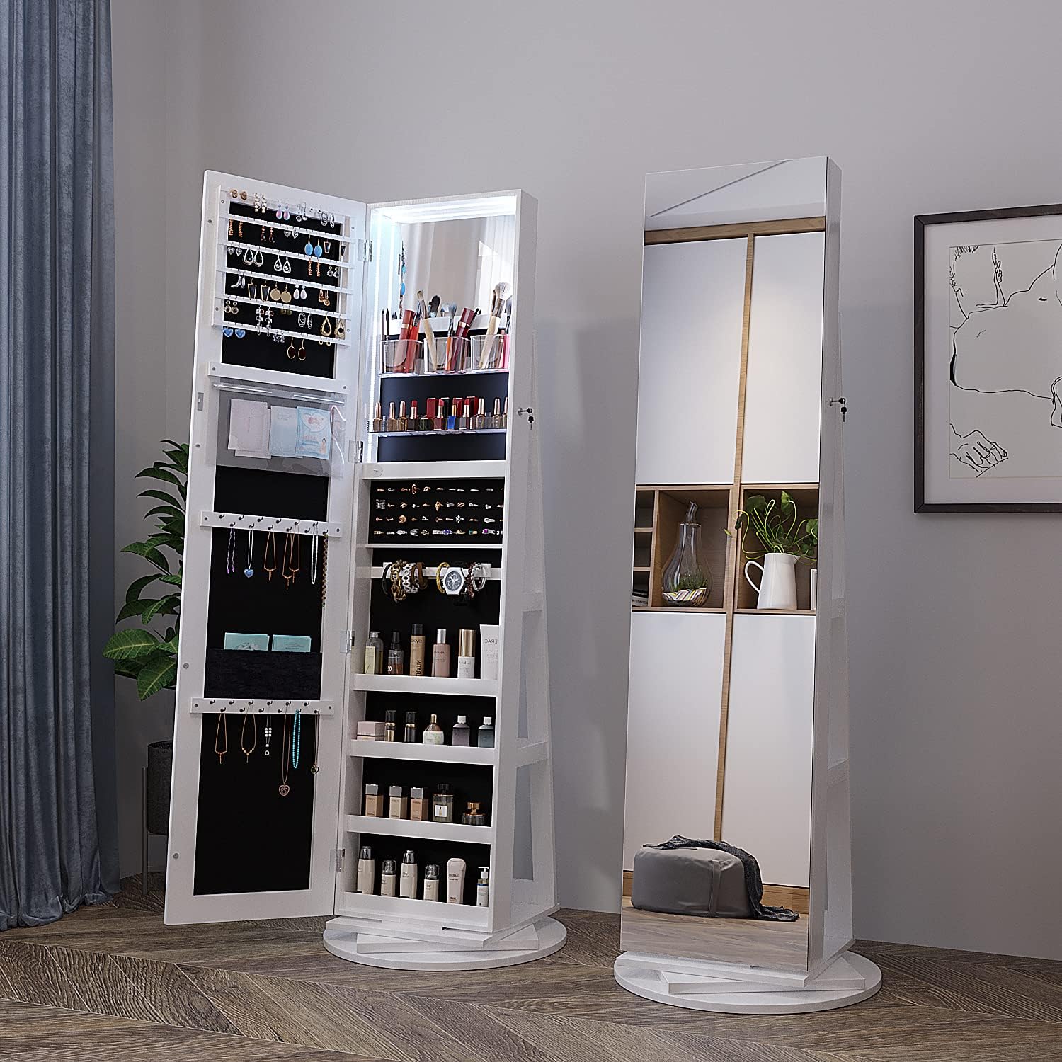 💝𝗧𝗼𝗱𝗮𝘆'𝘀 𝗦𝗽𝗲𝗰𝗶𝗮𝗹𝘀💝Buy 2 Get 2 Free💥Full Length Mirror Jewelry Armoire with LED Lights