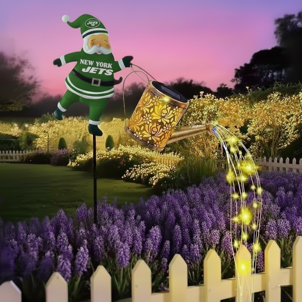 NFL Santa Garden Decor with Solar Watering Can Light