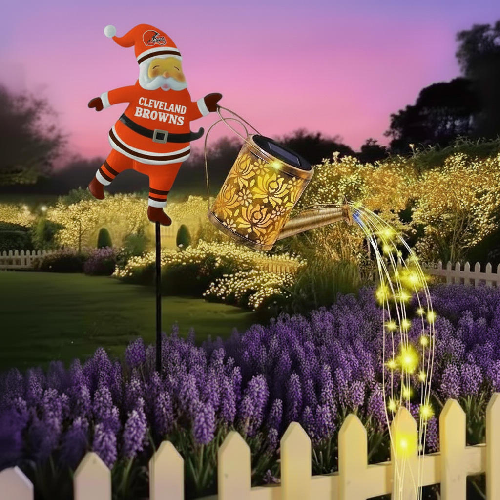 NFL Santa Garden Decor with Solar Watering Can Light