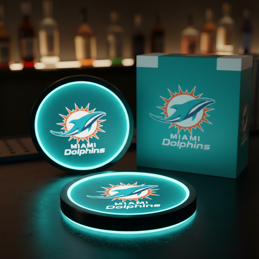 Miami Dolphins LED Illuminated Coasters – Premium Fan Edition
