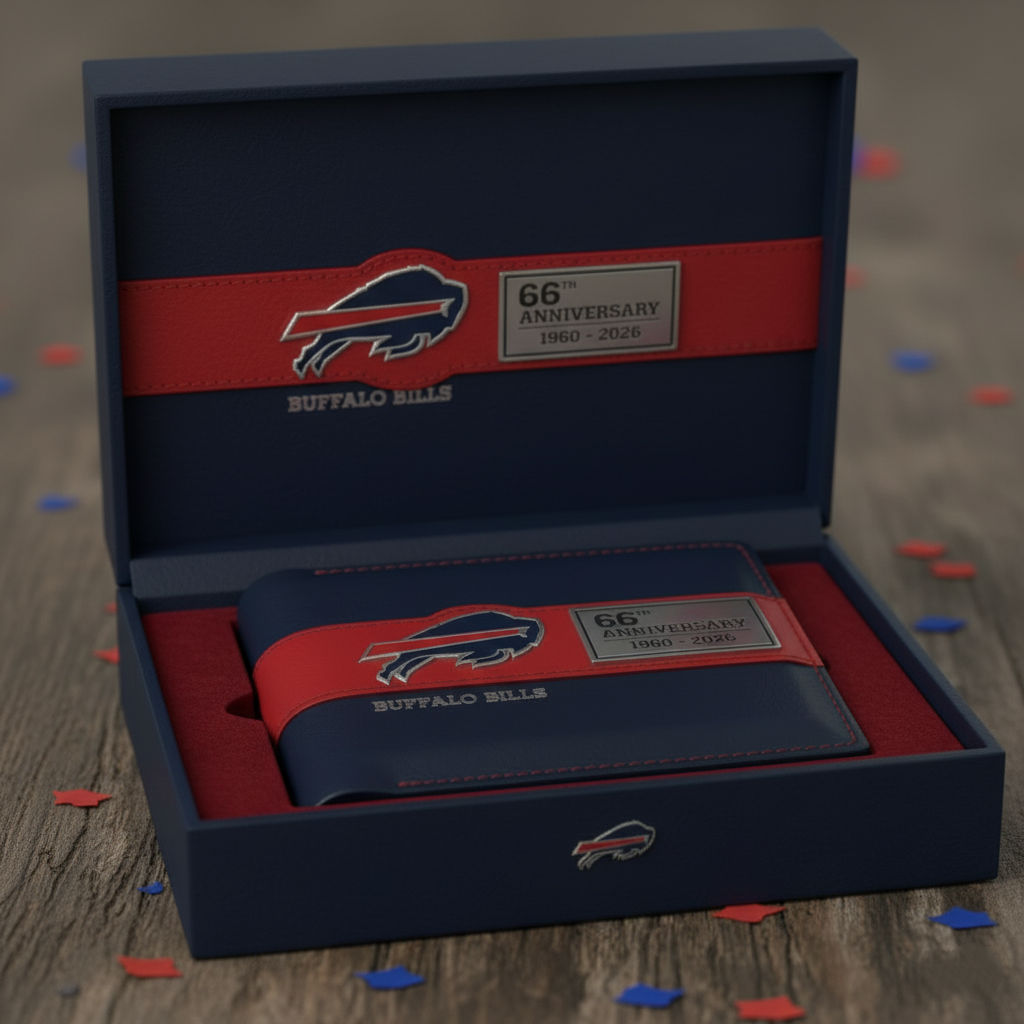 Buffalo Bills 66th Anniversary Commemorative Leather Wallet (1960–2026)