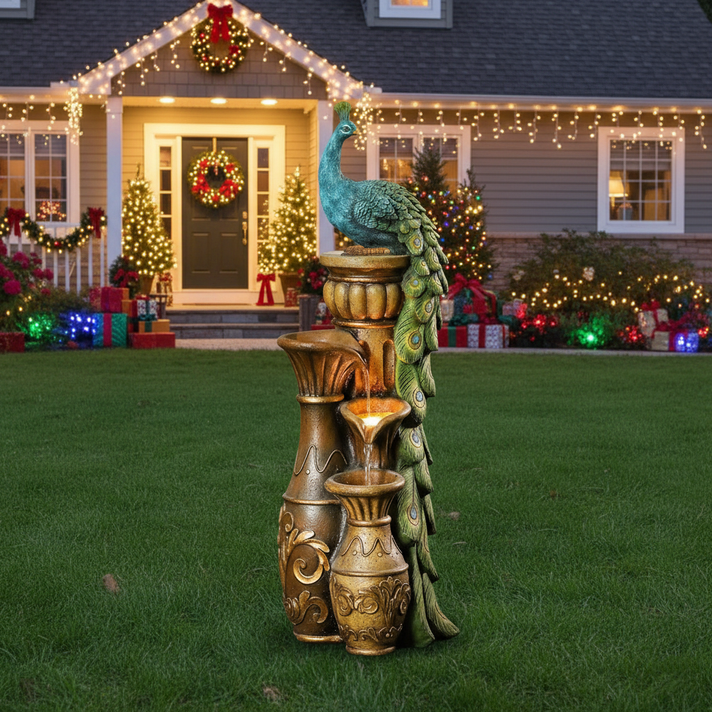 Outdoor Weather Resistant Floor Fountain with Light