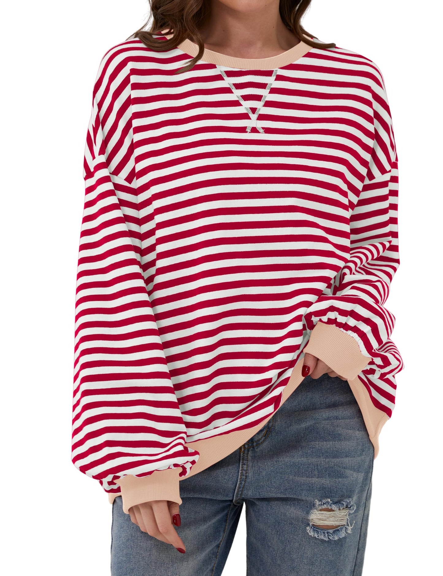 New🔥Striped Color Block Oversized Sweatshirt (Buy 2 Free Shipping)