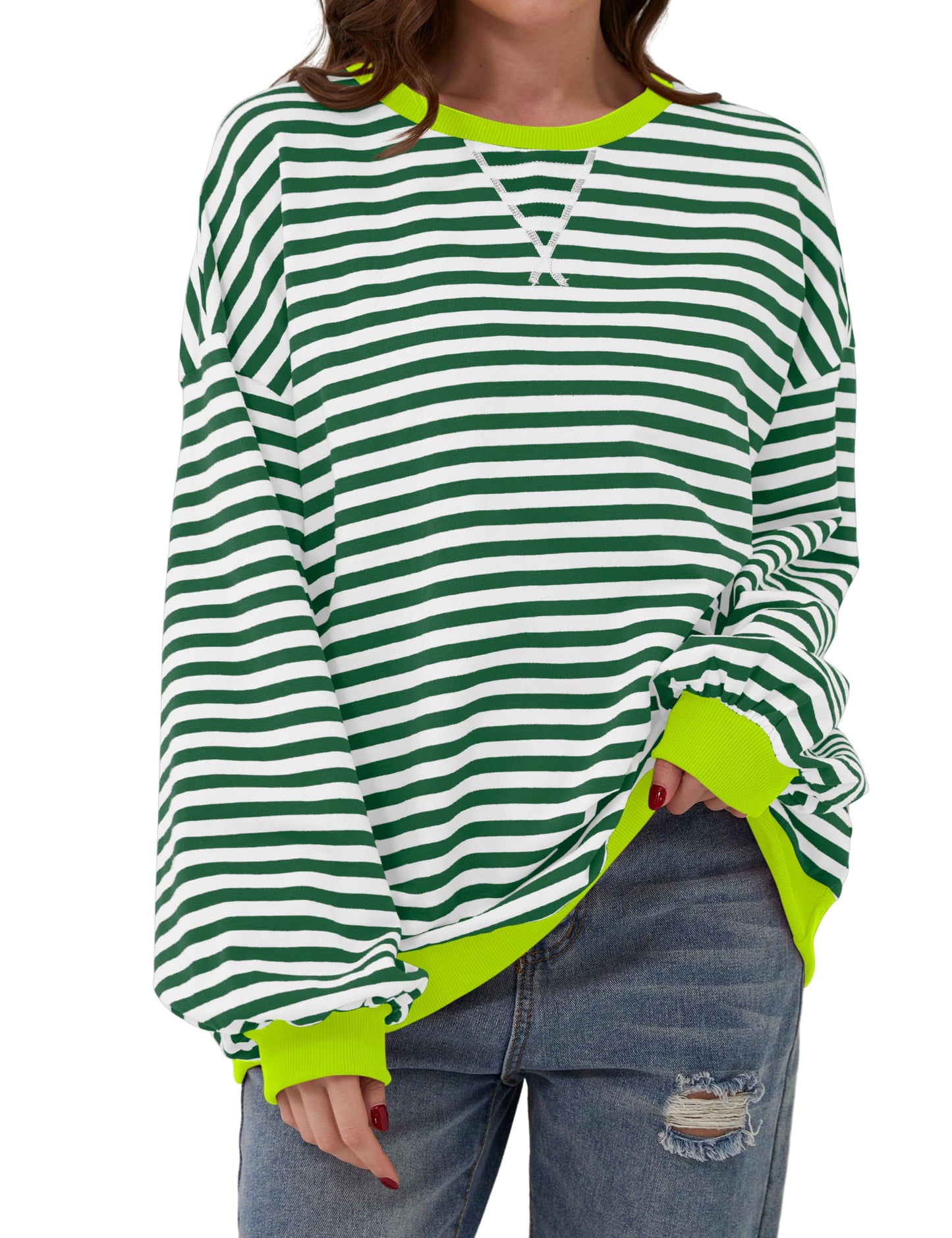 New🔥Striped Color Block Oversized Sweatshirt (Buy 2 Free Shipping)