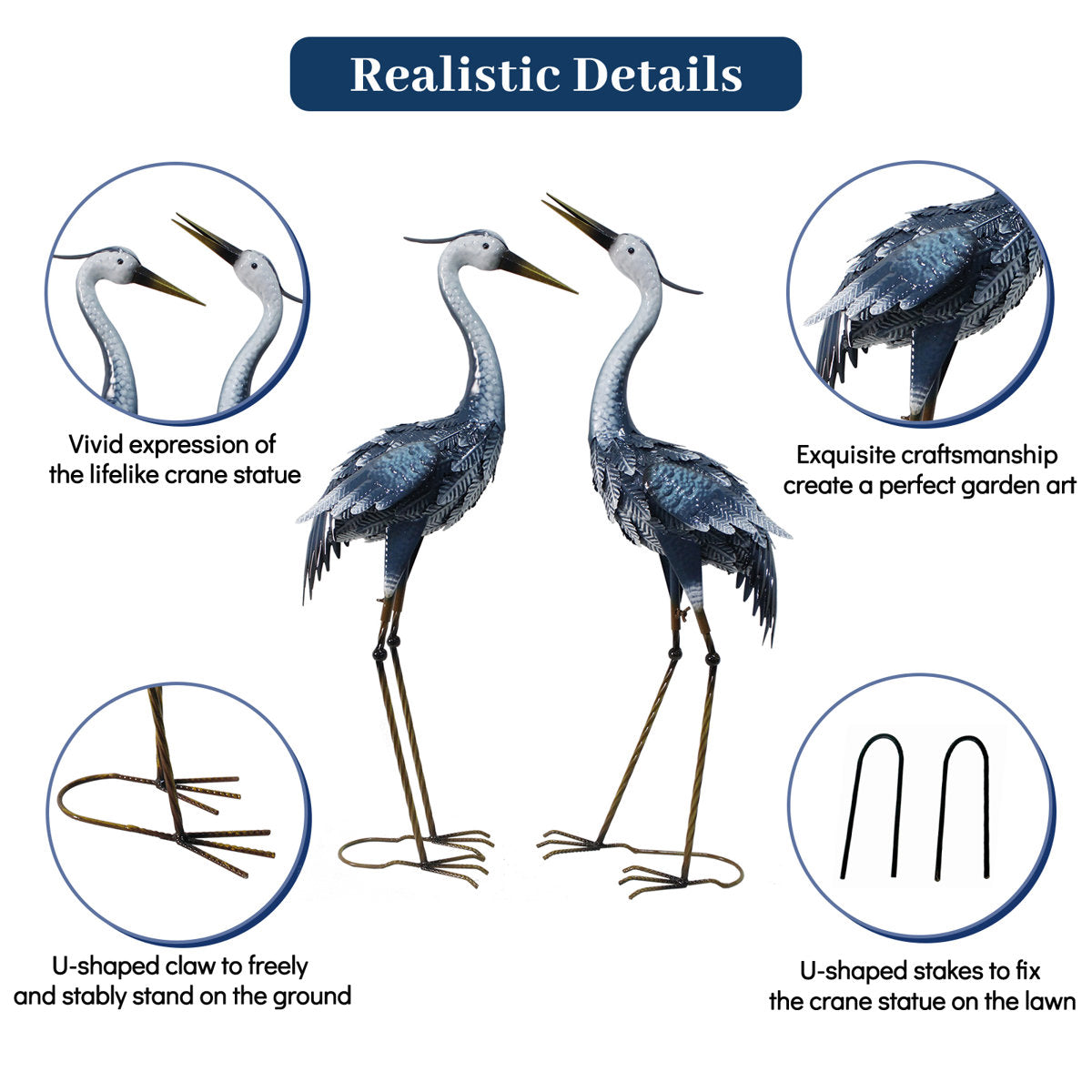 Osheana Cranes Metal Garden Statue (Set of 2)