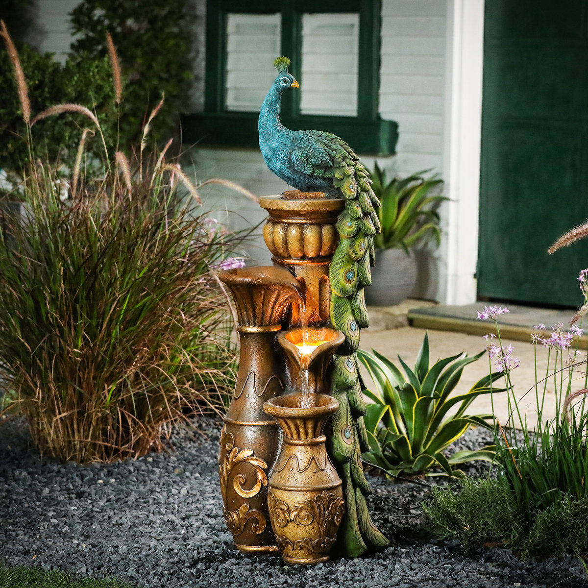 Outdoor Weather Resistant Floor Fountain with Light